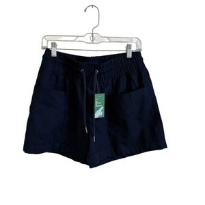 WILLIT Linen Blend Shorts Womens Medium Navy‎ Blue Drawstring Elastic Waist